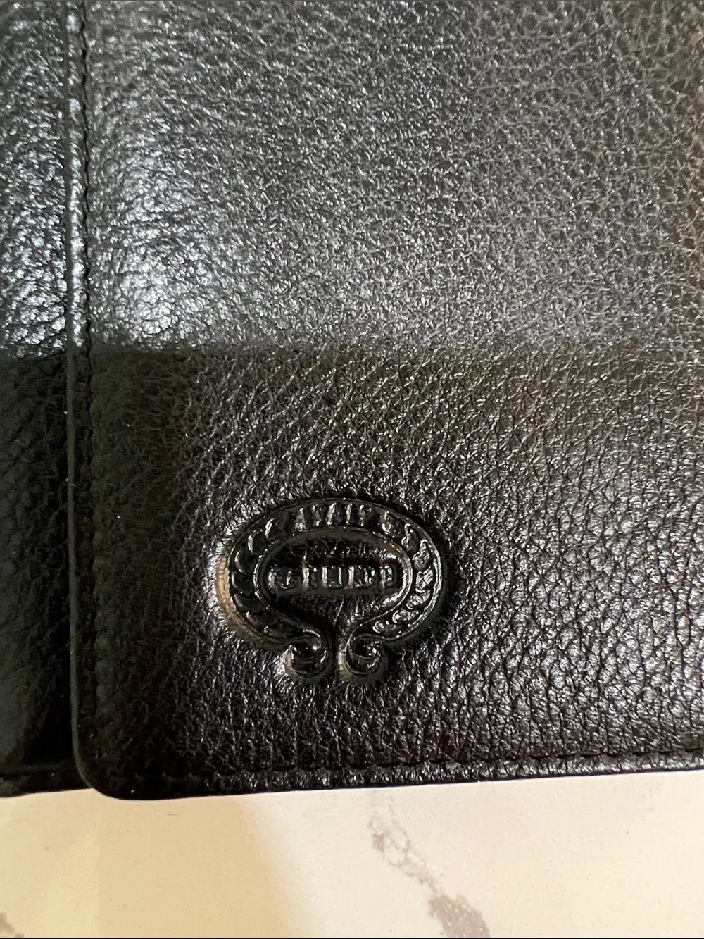 Giudi Made in Italy Genuine Leather Black Men's Trifold Wallet - Embossed Logo